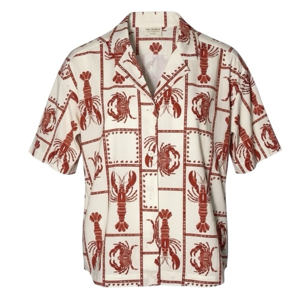 Mus & Bombon Catch Of The Day Blouse Size XS Red Cream Crustacean‎ Nautical